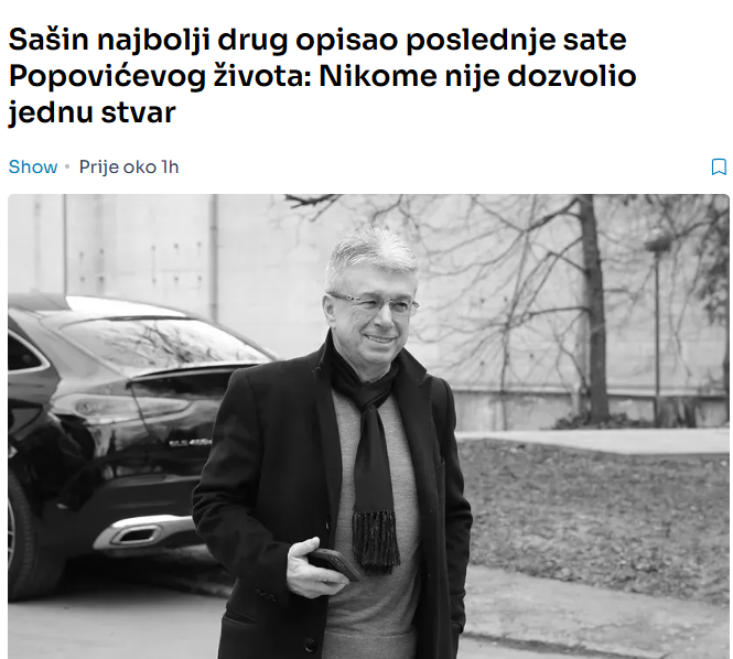 Sašin najbolji drug opisao poslednje sate Popovićevog života: Nikome nije dozvolio jednu stvar