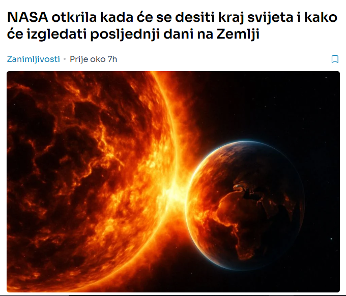 NASA otkrila kada će se desiti kraj svijeta i kako će izgledati posljednji dani na Zemlji