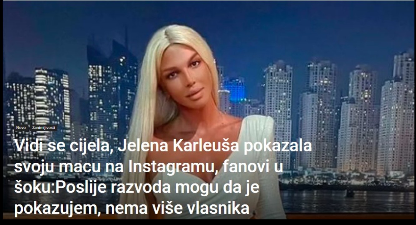 Vidi se cijela, Jelena Karleuša pokazala svoju macu na Instagramu, fanovi u šoku:Poslije razvoda mogu da je pokazujem