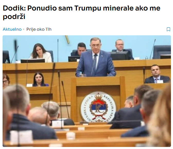 Dodik: Ponudio sam Trumpu minerale ako me podrži