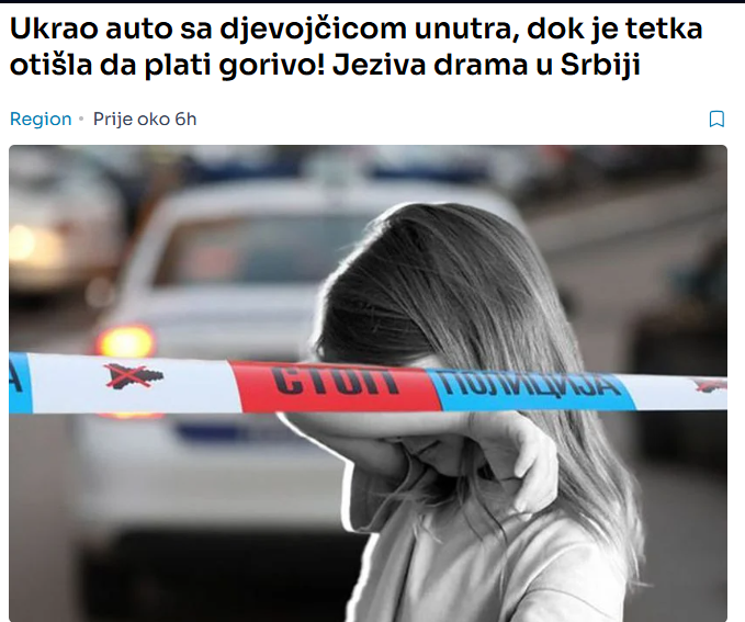 Ukrao auto sa djevojčicom unutra, dok je tetka otišla da plati gorivo! Jeziva drama u Srbiji