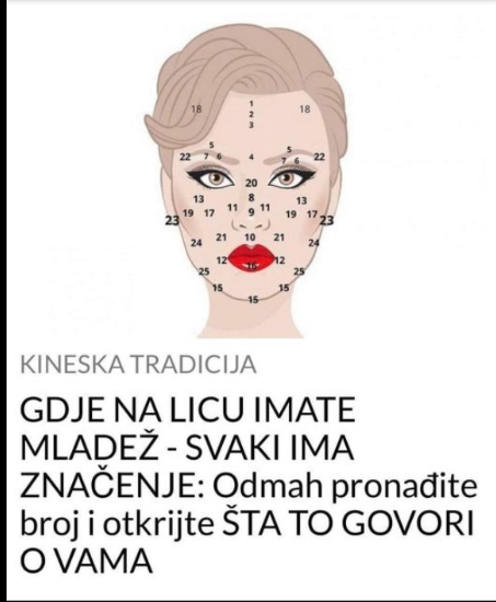 GDJE NA LICU IMATE MLADEŽ – SVAKI IMA ZNAČENJE: Odmah pronađite broj i otkrijte ŠTA TO GOVORI O VAMA