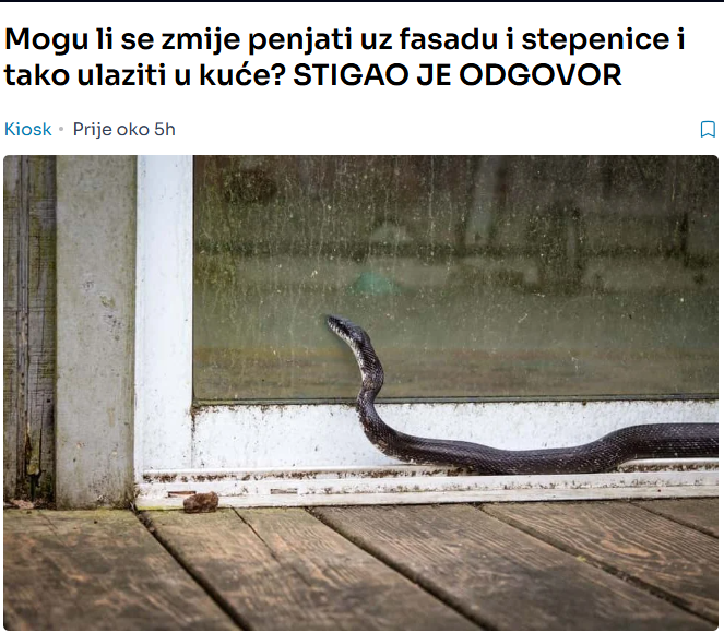 Mogu li se zmije penjati uz fasadu i stepenice i tako ulaziti u kuće? STIGAO JE ODGOVOR