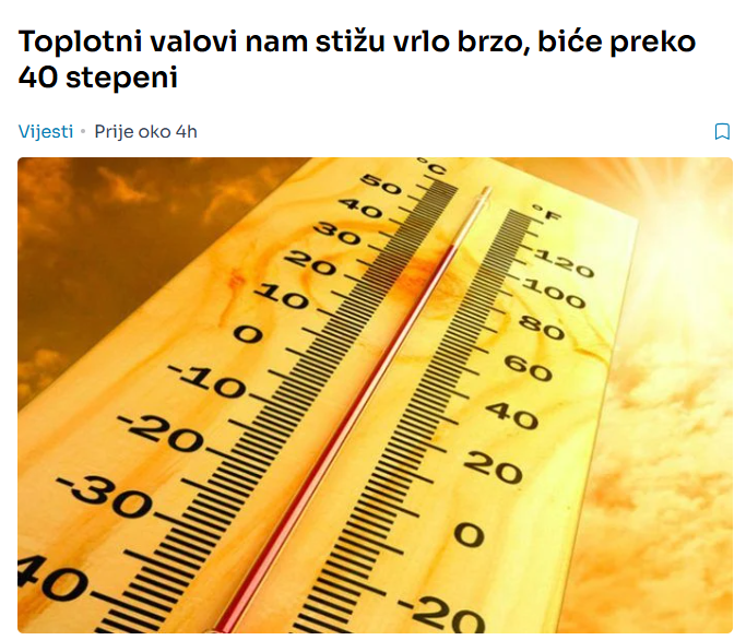 Toplotni valovi nam stižu vrlo brzo, biće preko 40 stepeni