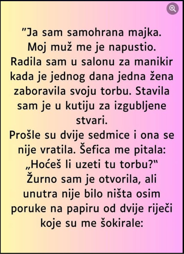 “Ja sam samohrana majka…”