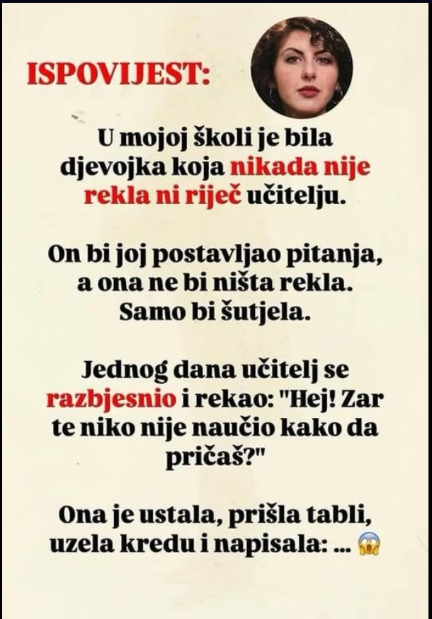 NIKAD NIJE REKLA NI RIJEČ U ŠKOLI: A onda je na tabli napisala jednu rečenicu