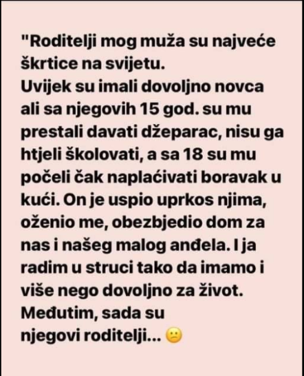“Roditelji mog muža su najveće škrtice na svijetu…”