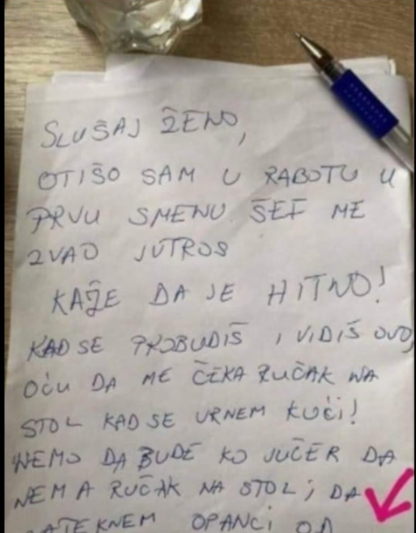MUŽ JE HITNO OTIŠAO NA POSAO, A NA STOLU MI OSTAVIO OVU PORUKU: Kad sam vidjela zadnju rečenicu, ZNOJ ME OBLIO OD MUKE