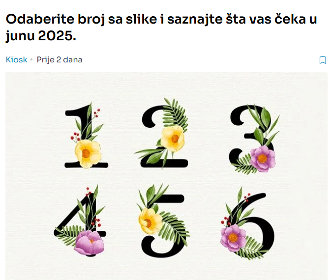 Odaberite broj sa slike i saznajte šta vas čeka u junu 2025.
