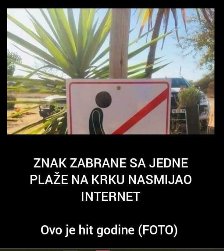 ZNAK ZABRANE SA JEDNE PLAŽE NA KRKU NASMIJAO INTERNET: Ovo je hit godine (FOTO)