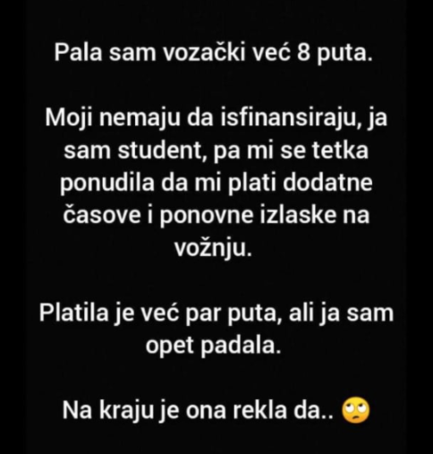 “Pala sam vozački”