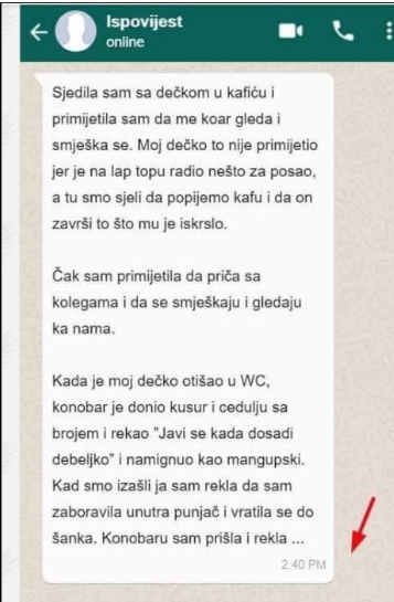 “Sjedila sam sa dečkom u kafiću”