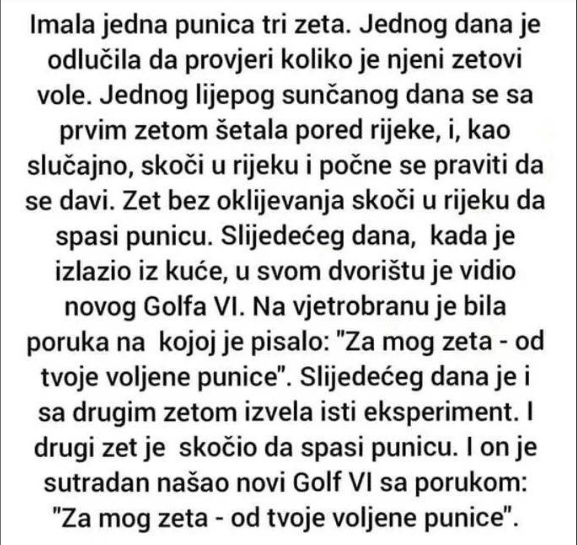 Šaljiva priča: Imala jedna punica 3 zeta…