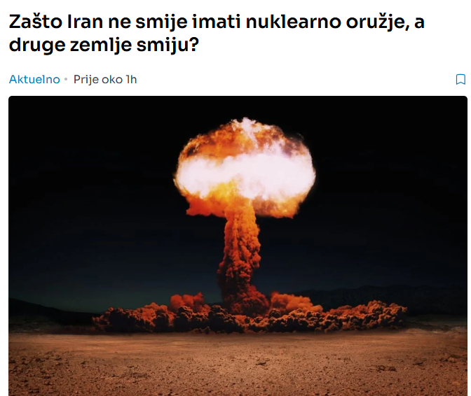 Zašto Iran ne smije imati nuklearno oružje, a druge zemlje smiju?