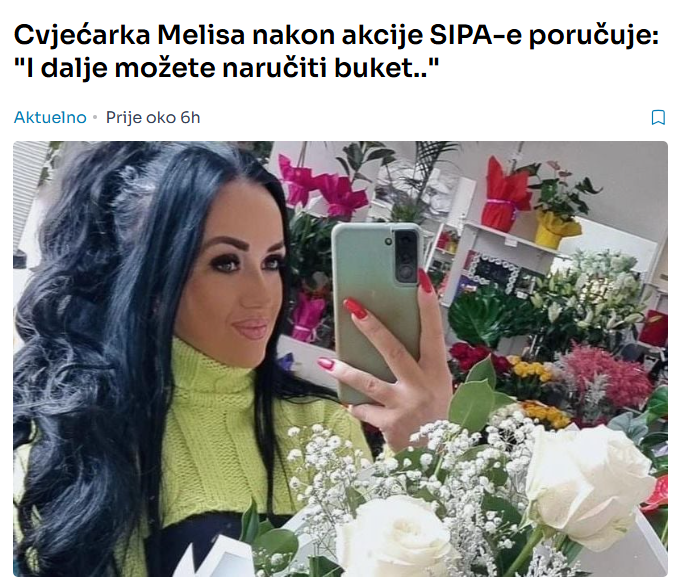 Cvjećarka Melisa nakon akcije SIPA-e poručuje: “I dalje možete naručiti buket..”