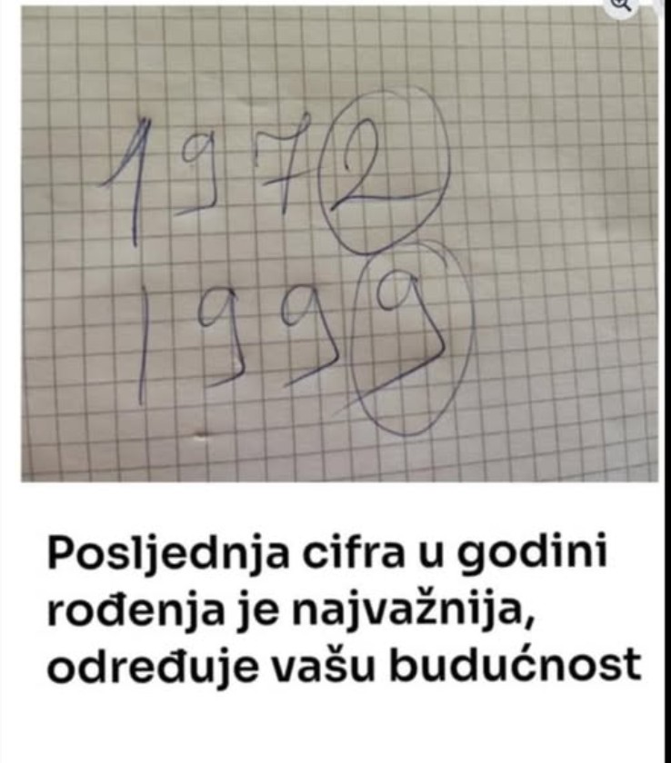 Posljednja šifra u godini rođenja je najvažnija, određuje vašu budućnost