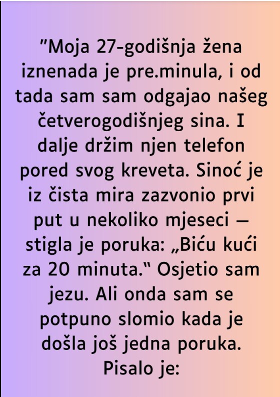 “Moja 27-godišnja žena iznenada je pre.minula…”