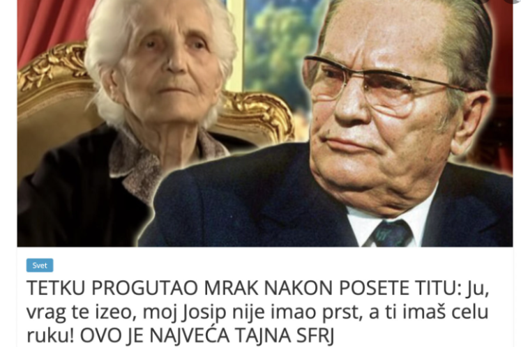 TETKU PROGUTAO MRAK NAKON POSETE TITU: Ju, vrag te izeo, moj Josip nije imao prst, a ti imaš celu ruku! OVO JE NAJVEĆA TAJNA SFRJ