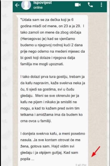 “Donijela mi svekrva kafu da popijemo”