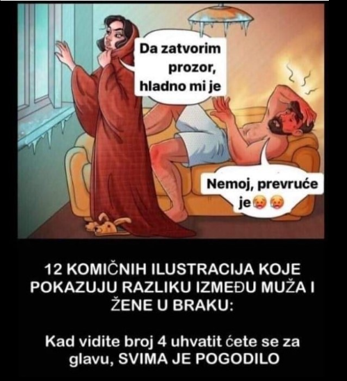 12 KOMIČNIH ILUSTRACIJA KOJE POKAZUJU RAZLIKU IZMEĐU MUŽA I ŽENE U BRAKU: Kad vidite broj 4 uhvatit ćete se za glavu, SVIMA JE POGODILO