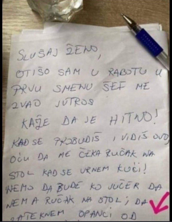 MUŽ JE MORAO HITNO NA POSAO, NA STOLU SAM ZATEKLA OVU PORUKU: Kad sam vidjela zadnju rečenicu POLUDJELA SAM (FOTO)