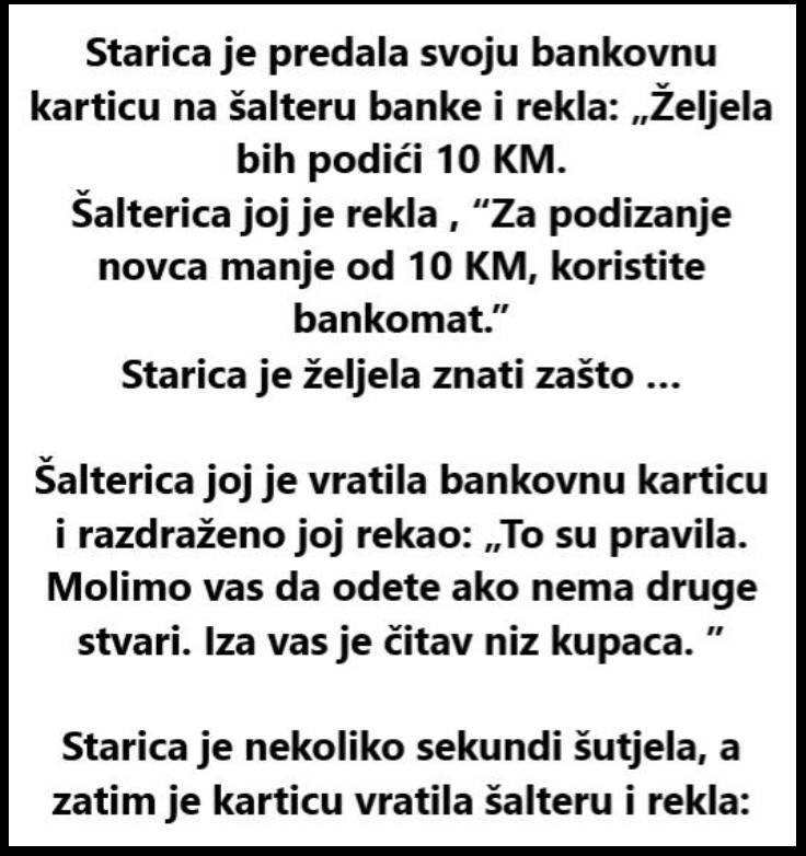 Mudrost starije žene: Lekcija iz banke