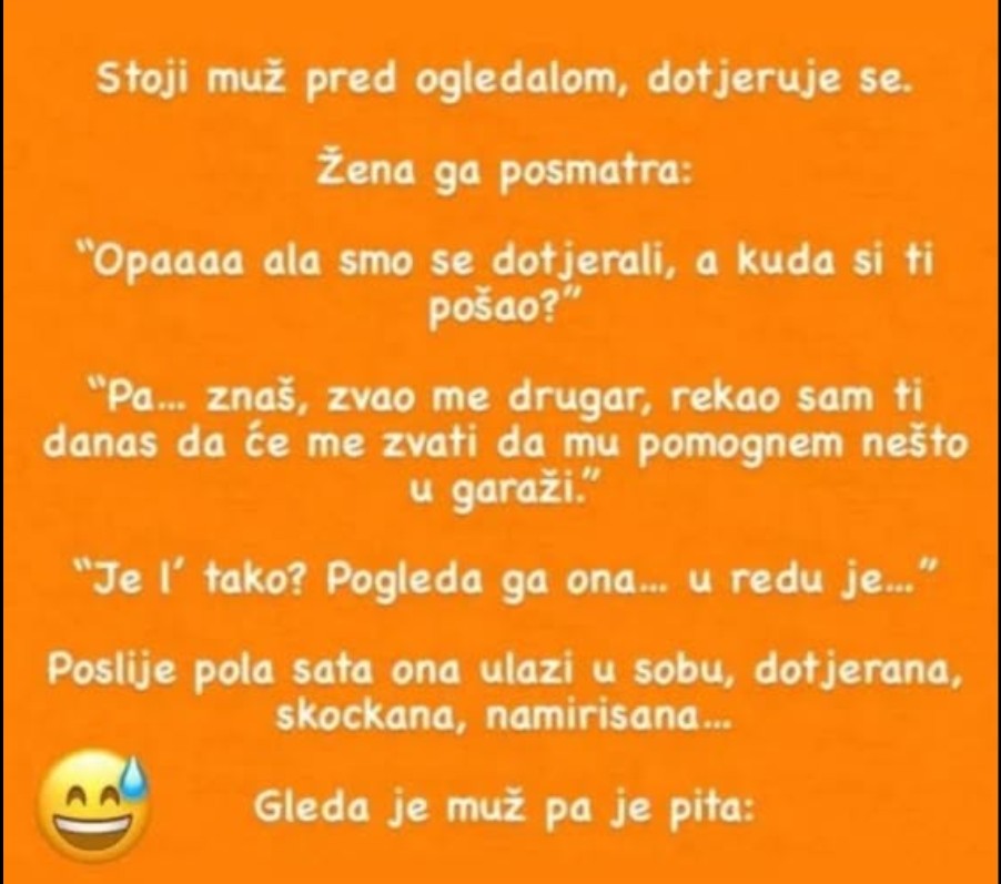 Stoji muž pred ogledalom, dotjeruje se…