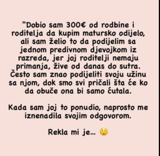“Dobio sam novac da kupim matursko odijelo, ali…”