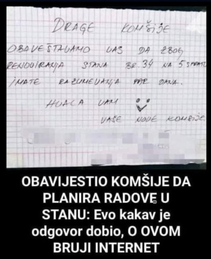 OBAVIJESTIO SAM KOMŠIJE DA PLANIRAM RADOVE U STANU: Evo kakav sam odgovor dobio, ZNOJ ME OBLIO