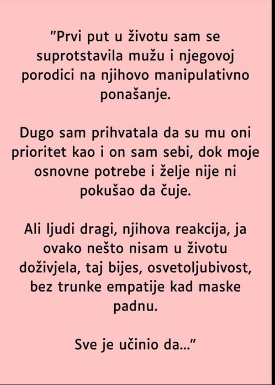 “Po prvi put sam jasno izrazila svoje granice prema suprugu i njegovoj porodici.