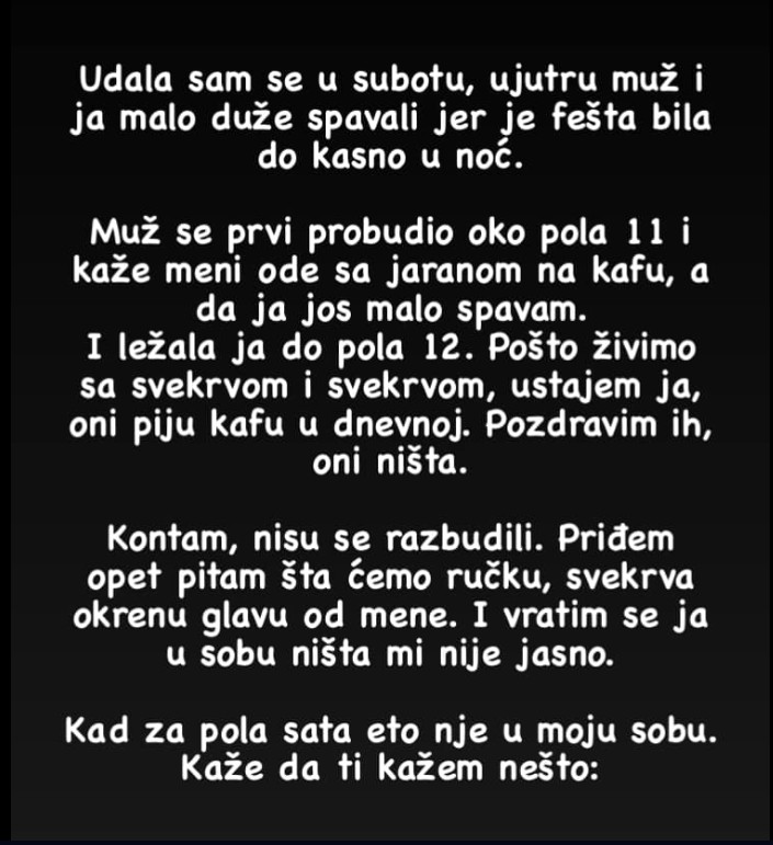 Udala sam se prošle subote. Nakon velike i lepe proslave