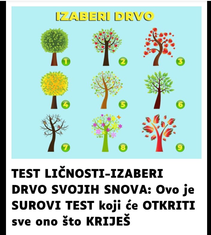 🔍 Koliko dobro poznajete sebe? Odaberite drvo i otkrijte šta govori o vašoj ličnosti