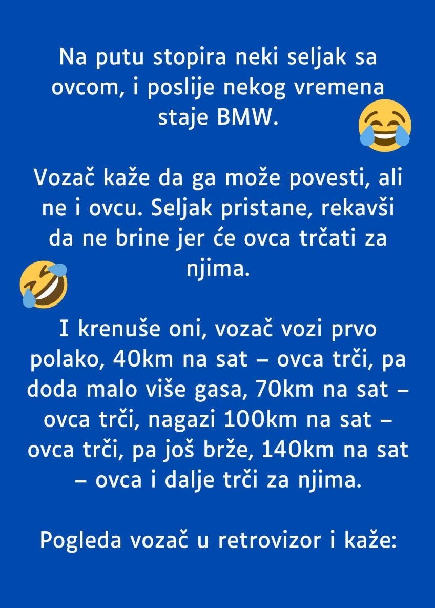 😊 Dnevna doza humora: Ovca, seljak i BMW