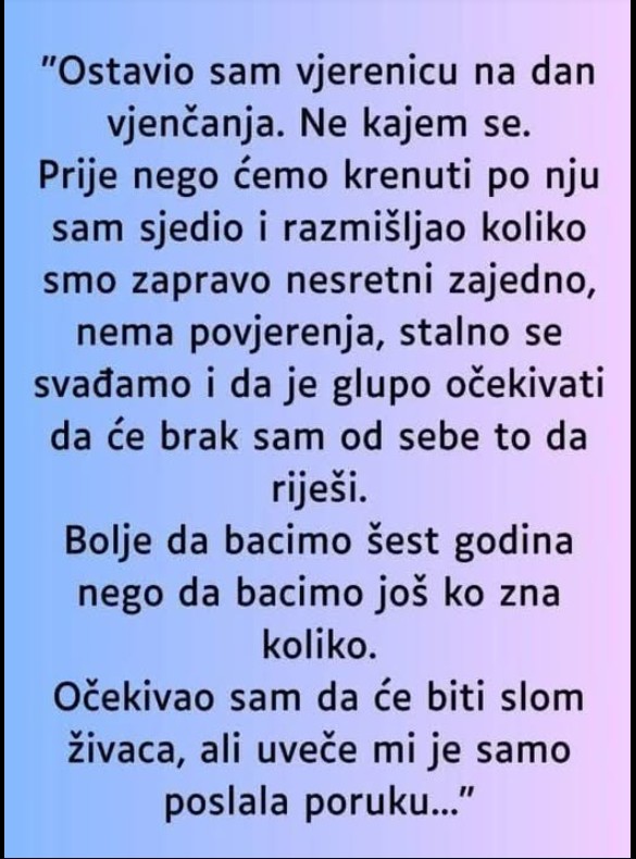 „Prekinuo sam vjenčanje – i ne kajem se. Evo zašto.“