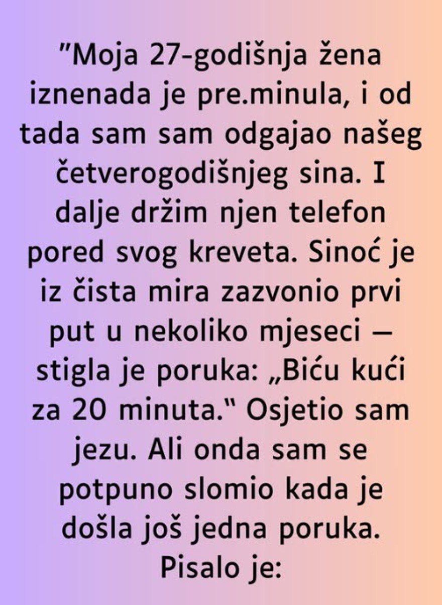 “Moja 27-godišnja žena iznenada je pre.minula…”