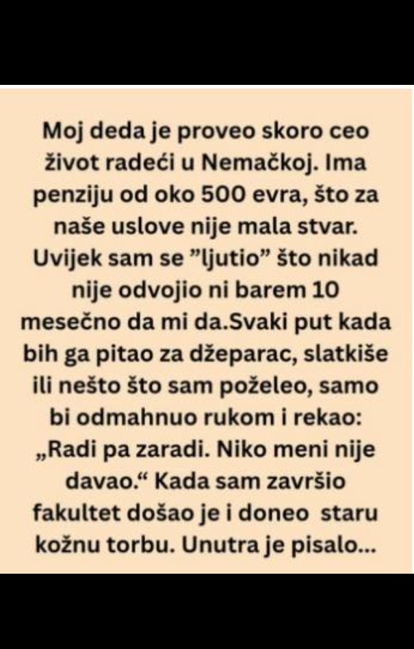 „Mislio sam da je deda škrt – a onda sam shvatio da me voli više nego iko.“