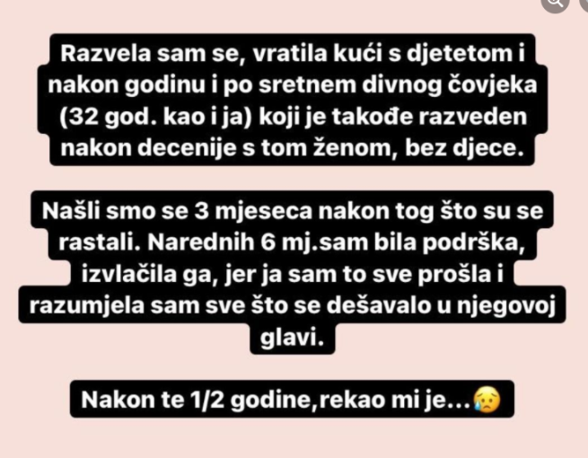 “Razvela sam se, vratila kući s djetetom”