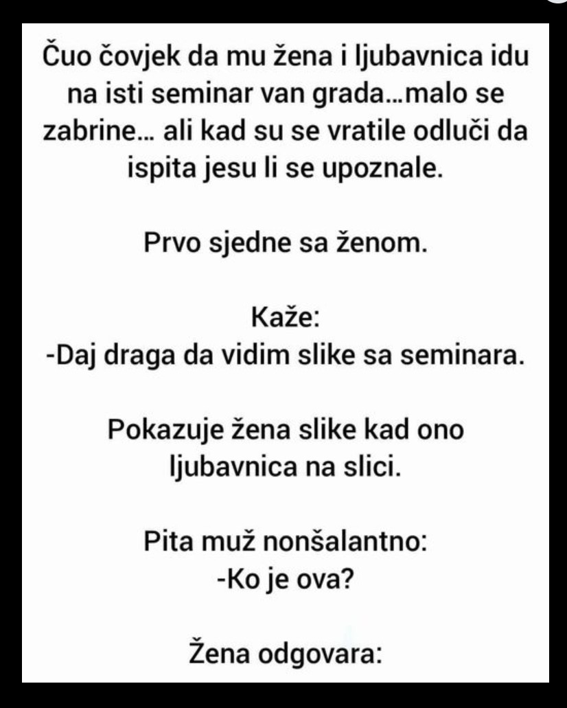 Čovek sazna da mu žena i ljubavnica idu na isti seminar