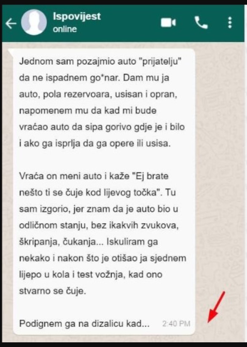 “Jednom sam pozajmio auto”