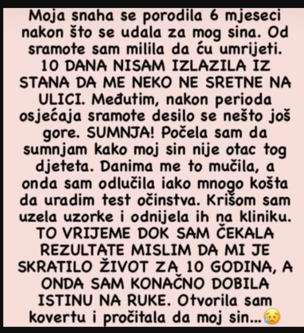 “Moja snaha se porodila nakon 6 mjeseci…”