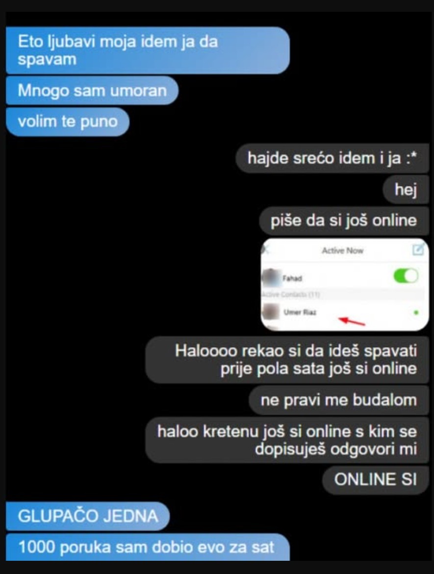 DEČKO MI JE NAPISAO DA IDE SPAVATI, A NAKON POLA SATA PISALO JE DA JE I DALJE ONLINE: Pisala sam u poruke, a on me ignorisao, A ONDA MI JE OVO NAPISAO, UŽAS!