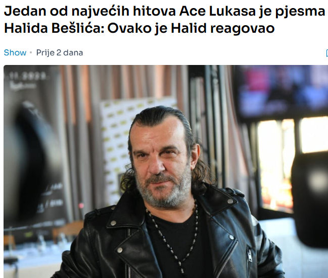 Jedan od najvećih hitova Ace Lukasa je pjesma Halida Bešlića: Ovako je Halid reagovao