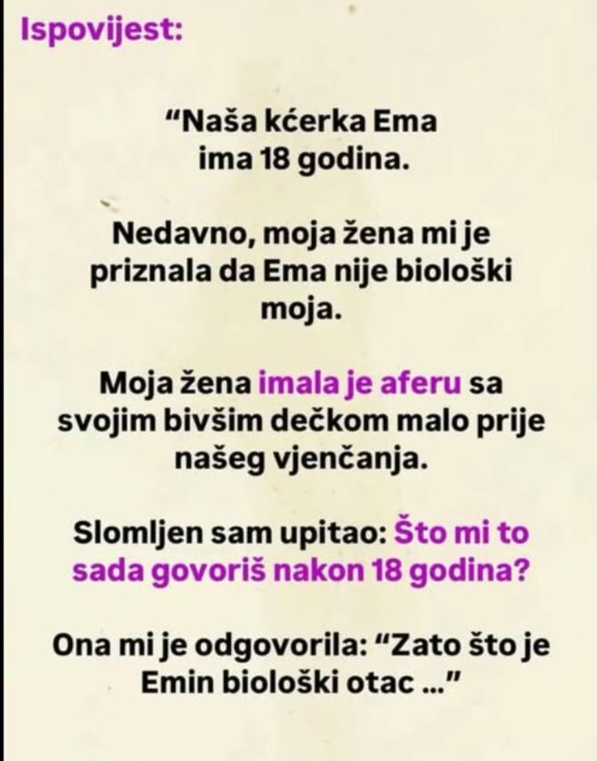OTKRIO SAM DA MOJA KĆERKA NIJE BIOLOŠKI MOJA: A evo zašto je supruga skrivala istinu