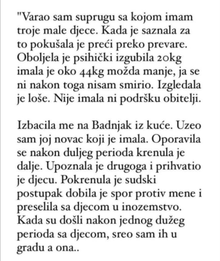 “Varao sam suprugu sa kojom imam troje male djece…”