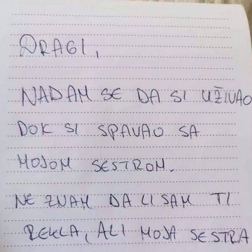 PRIZNAO SAM ŽENI DA SAM SPAVAO SA NJENOM SESTROM, A ONDA SAM UJUTRO NAŠAO OVU PORUKU: Srce mi je stalo, kako da mi oprosti?