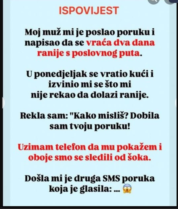 ISPOVIJEST: Moj muž mi je poslao poruku i napisao da se vraća dva dana ranije s poslovnog puta…
