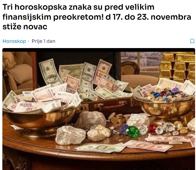 Tri horoskopska znaka su pred velikim finansijskim preokretom! d 17. do 23. novembra stiže novac