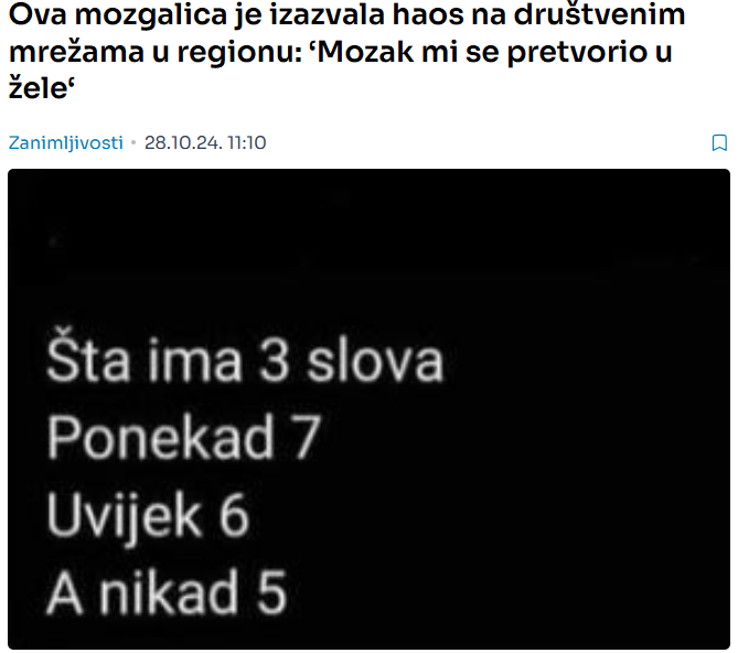 Ova mozgalica je izazvala haos na društvenim mrežama u regionu: ‘Mozak mi se pretvorio u žele‘ Nastavak u prvom komentaru