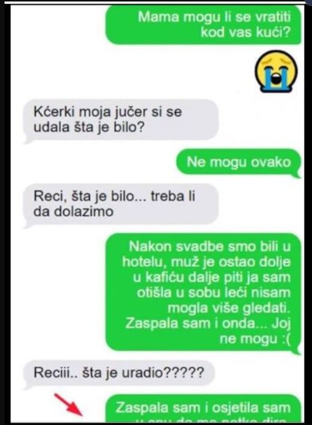 KĆERKA MI SE JUČER UDALA, A VEĆ DANAS MI POSLALA OVO PORUKU: Kad sam čula šta joj je uradio, SKORO SAM SE ONESVIJESTILA, MOJOJ MEZIMICI OVAKO….