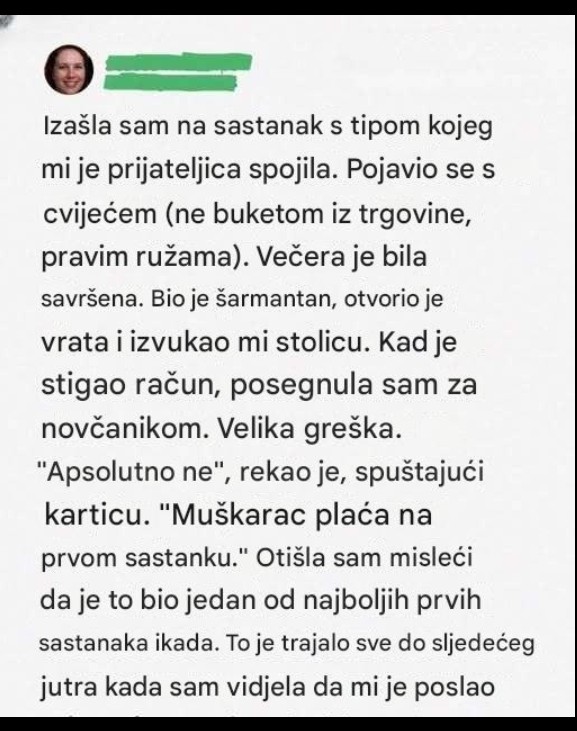 „Kada ljubaznost postane dug: Lekcija sa prvog spoja“